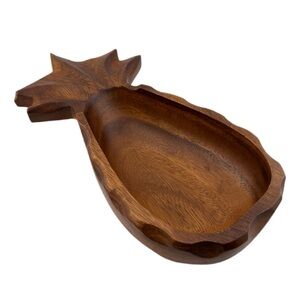Vintage Hand Carved Wood Pineapple Bowl